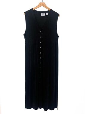 Chico’s Travelers Button-Front Maxi Dress Duster Size 3 (16) Black